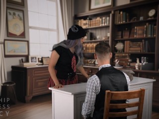 School Bully Dominates Teacher with Spit, Chastity, and Pegging
