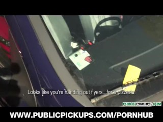 Sexy Czech redhead is paid to strip down and fuck in public