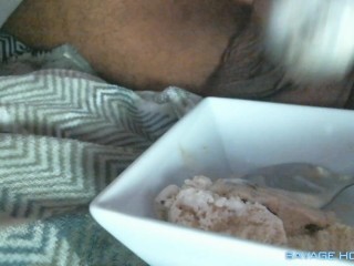 Sexy GF Gives Messy BBC Blowjob with Ice Cream &amp; Chocolate Syrup