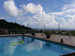 Sexy Mama Strip Tease Skiny Dip in the Caribean (new phat house, pool teaser)