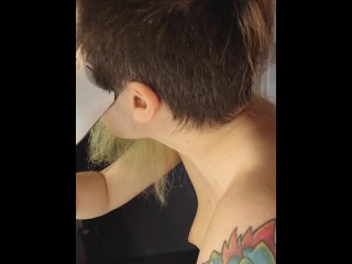 Shaving my head with an electric razor