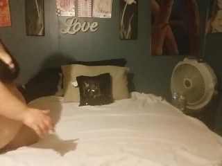 ssbbw with huge ass and tummy struggles rolling on the bed