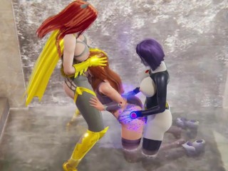 Starfire FUTA Doggystyle Anal and BJ with Raven + Batgirl - Titans 3D Hentai
