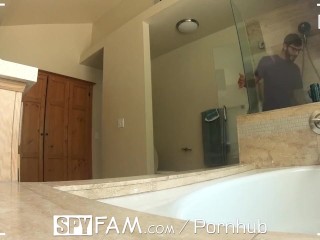 Stealthy Step bro on masturbating step sister