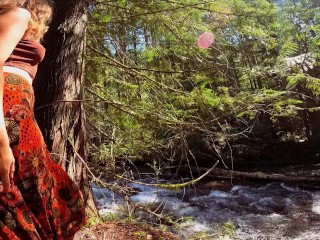Strip tease by creek enjoy the view