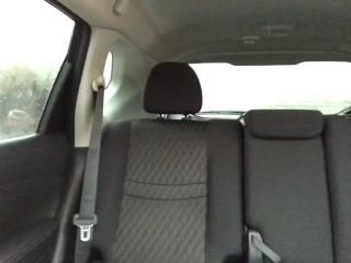 Stripper twerks &amp; masturbates on the back seat in crowded parking lot. HOT