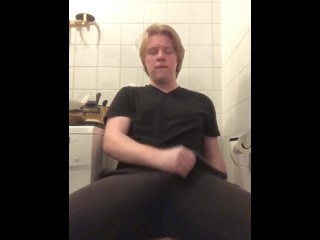 Swedish blonde teen - Sneaky jerkoff in bathroom when whole family is home
