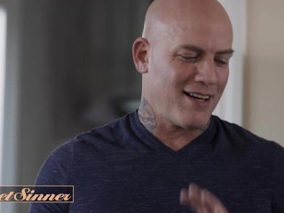 SWEET SINNER - Skinny Blonde Lays Down On All Fours On The Couch And Gets Her Round Ass Eaten