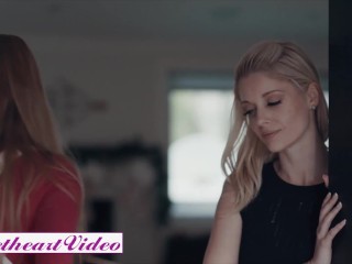 SweetHeartVideo - Lesbian Stepsis Sophie Sparks &amp; Charlotte Stokely Eating &amp; Rubbing Pussies In Bed