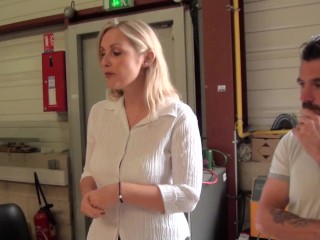Tall Blonde MILF With Huge Tits Gets A Hardcore Anal Fuck In The Warehouse