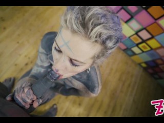 Tattoo couple HARD POV SEX - ANAL fuck, gapes, sloppy BJ, anal creampie, female orgasm, goth, punk,