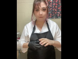 TEEN BUTCHER GETTING CAUGHT BY CUSTOMER