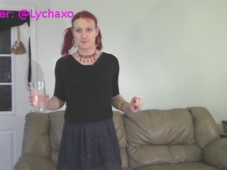 Tgirl Lycha pees in a cup then drinks it all