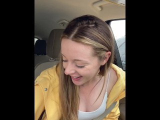 Thankful for my raincoat cuz my pussy is POURING! Rainy day Starbucks Drive Thru with my LUSH!!