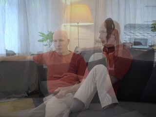 The old man fucks my sweet young pussy and i swallow his cum (cumshot in mouth)