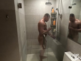 The roommate wanted to take a shower, but the shower was busy and she offered to wash together