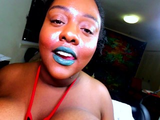 THICK BLACK Babe ALL ON DA DICK (Sperm Falling Off Of Face &amp; Out Of Mouth)