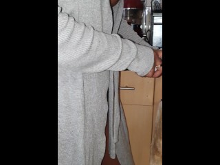 Thick Booty Latina Wife in a Revealing Bathrobe  with No PANTIES or BRA On