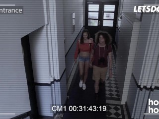 Thick Brunettes Stacy Cruz &amp; Sapphire Astrea Spread Their Legs For Huge Dicks - HORNY HOSTEL