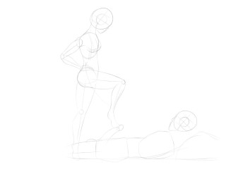 Timelapse: Sadistic dungeon redhead dominates bound, pathetic sub with a footjob