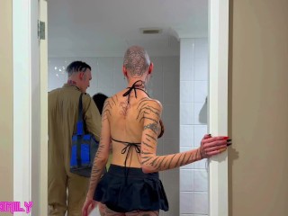 Toilet piss whores filled in all three holes 2