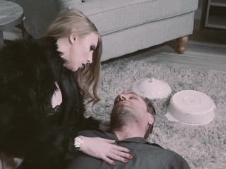 Transangels - Small tit Janelle Fennec cuffs hunk