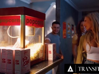TRANSFIXED - FTM Nicky Zeal Gets SPITROASTED By Horny Babes Jade Venus &amp; Ariel Demure At The Cinema