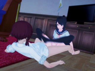 Two futa yandere banging - Ayano X Saiko with swap