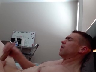 Two handed jerkoff Fully Naked with Messy Cumshot