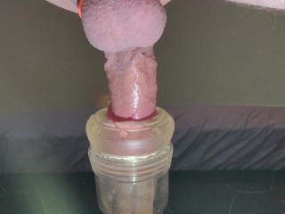 Underview fleshlight fuck, Pulsating cumshot