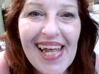 V 310 Provocative redhead MILF Dawnskye in blue panty set and silver heels
