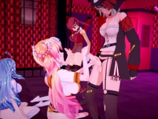 Vtubers kinky FUTA orgy Houshou Marine, Sakamata Cloe, Shirogane Noel, Momosuzu, Lamy Yukihana