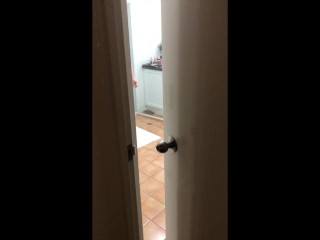 Watching my step sister pee in the morning