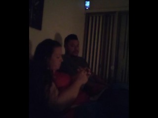 White milf smoking and watching TV