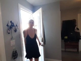 Wife cums home with creampie cuck cleans up